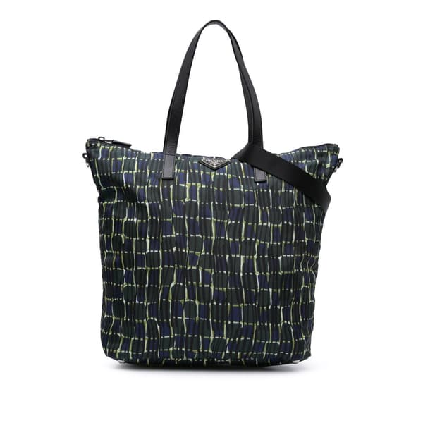 Pre-owned Prada Tessuto Stampato Satchel Green