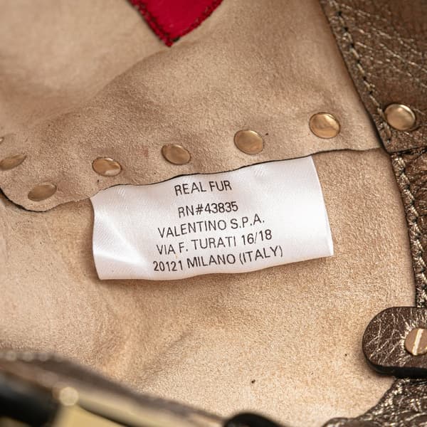 Pre-owned Valentino Mini Pony Hair Rockstud Satchel Brown