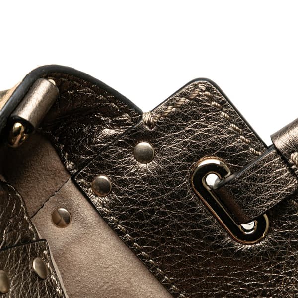 Pre-owned Valentino Mini Pony Hair Rockstud Satchel Brown