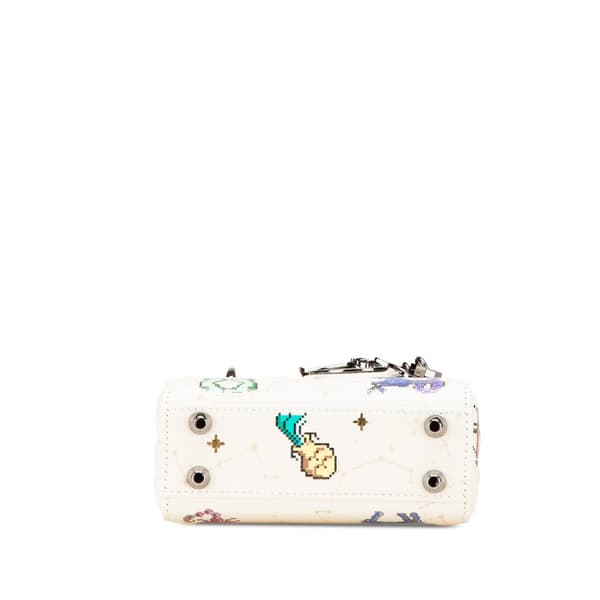 Pre-owned Dior Micro Calfskin Pixel Zodiac Lady Dior White