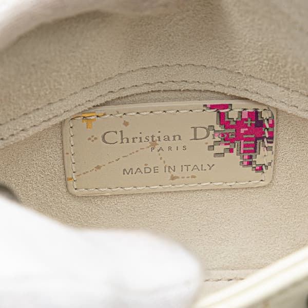 Pre-owned Dior Micro Calfskin Pixel Zodiac Lady Dior White