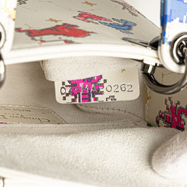 Pre-owned Dior Micro Calfskin Pixel Zodiac Lady Dior White