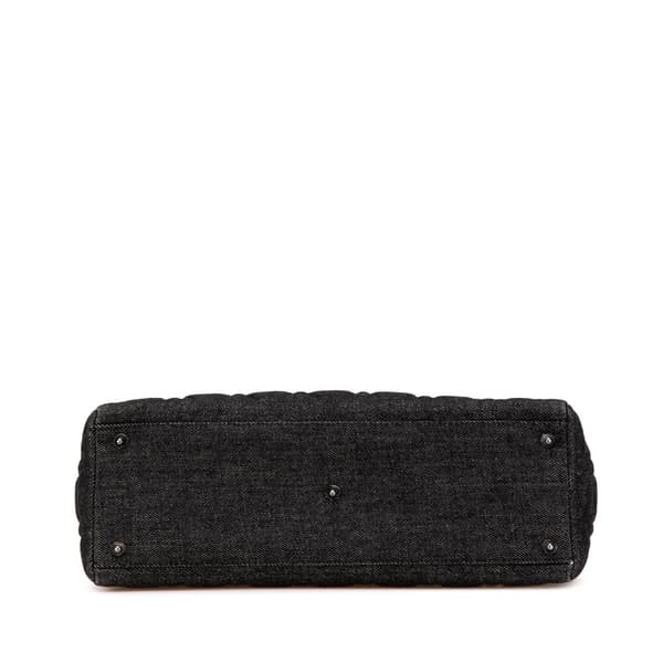 Pre-owned Dior Large Denim Cannage Lady Dior Black