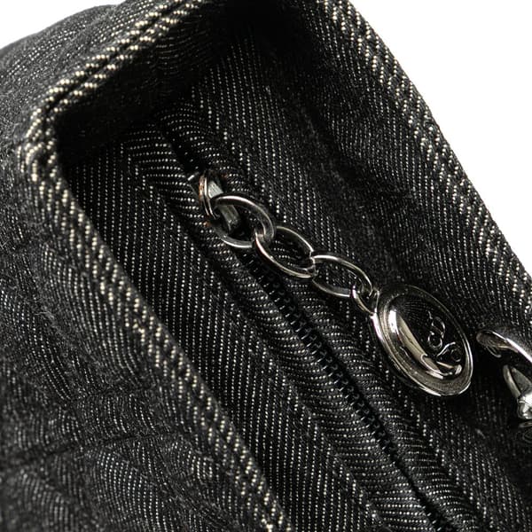 Pre-owned Dior Large Denim Cannage Lady Dior Black