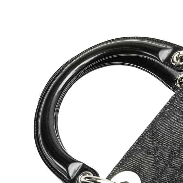 Pre-owned Dior Large Denim Cannage Lady Dior Black