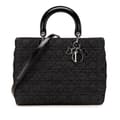 Miniatyrbillede 1 af 10: Pre-owned Dior Large Denim Cannage Lady Dior Black