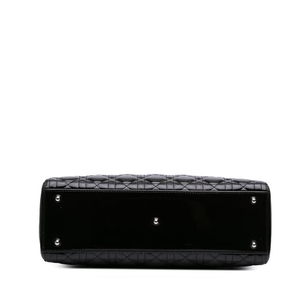 Pre-owned Dior Large Patent Cannage Lady Dior Black