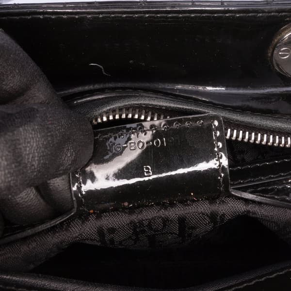 Pre-owned Dior Large Patent Cannage Lady Dior Black