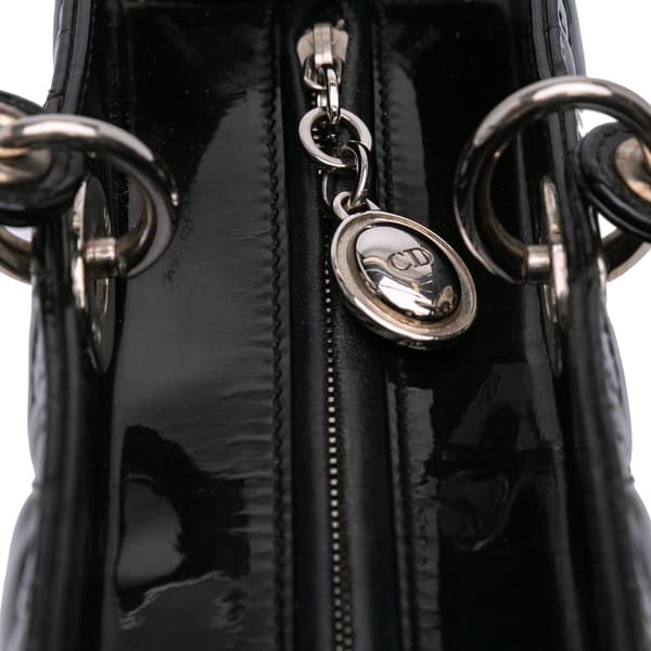 Pre-owned Dior Large Patent Cannage Lady Dior Black
