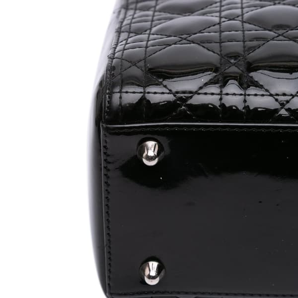 Pre-owned Dior Large Patent Cannage Lady Dior Black