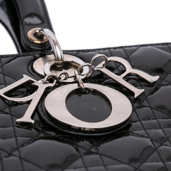 Pre-owned Dior Large Patent Cannage Lady Dior Black