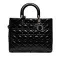 Miniatyrbild 1 av 10: Pre-owned Dior Large Patent Cannage Lady Dior Black