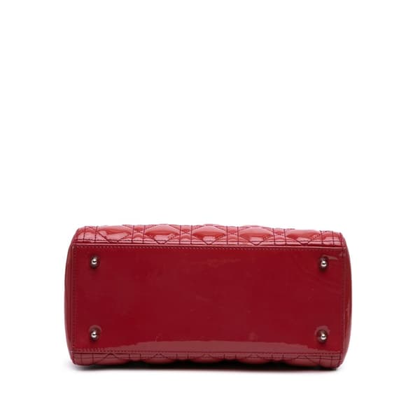 Pre-owned Dior Medium Patent Cannage Lady Dior Red