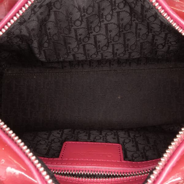 Pre-owned Dior Medium Patent Cannage Lady Dior Red