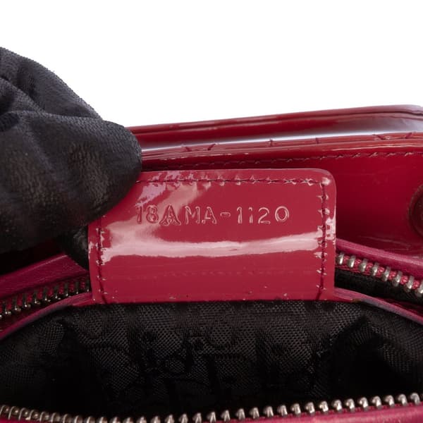 Pre-owned Dior Medium Patent Cannage Lady Dior Red