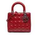 Miniatyrbild 1 av 10: Pre-owned Dior Medium Patent Cannage Lady Dior Red