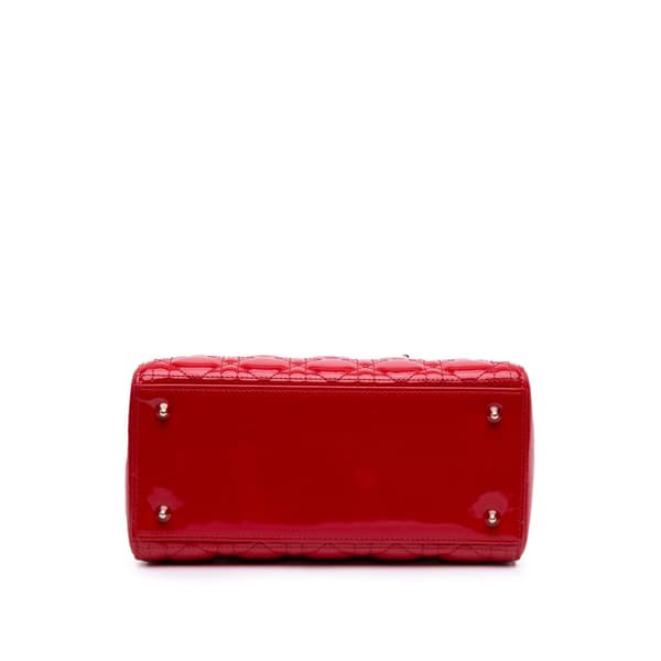 Pre-owned Dior Medium Patent Cannage Lady Dior Red