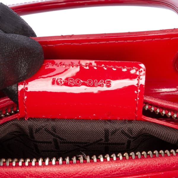 Pre-owned Dior Medium Patent Cannage Lady Dior Red