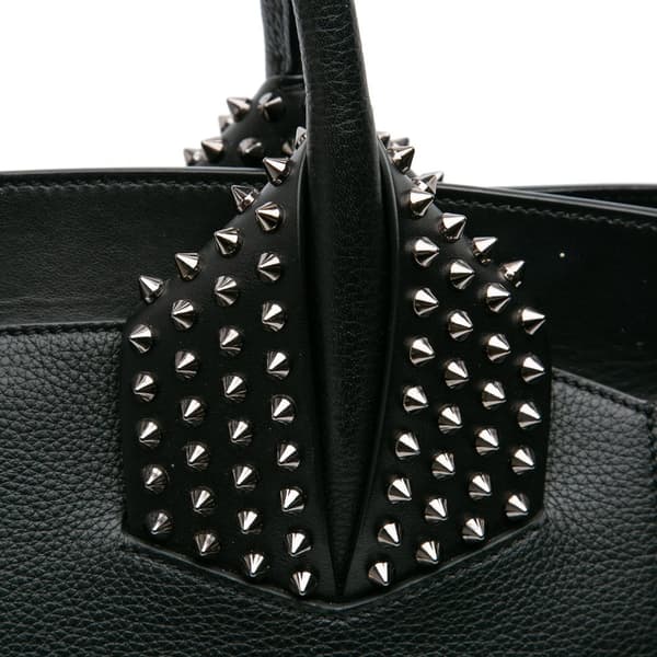 Pre-owned Christian Louboutin Leather Studded Eloise Top Handle Bag Black