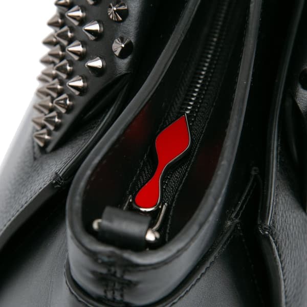 Pre-owned Christian Louboutin Leather Studded Eloise Top Handle Bag Black