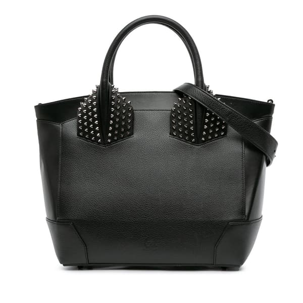 Pre-owned Christian Louboutin Leather Studded Eloise Top Handle Bag Black