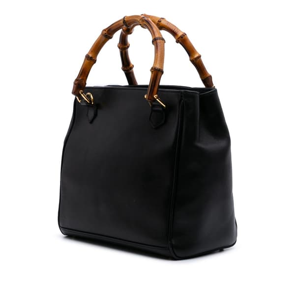 Pre-owned Gucci Small Leather Bamboo Satchel Black