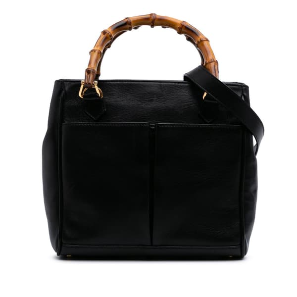 Pre-owned Gucci Small Leather Bamboo Satchel Black