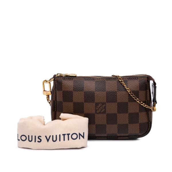 Pre-owned Louis Vuitton Damier Ebene Mini Pochette Accessoires Brown