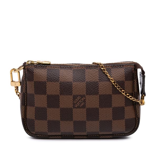Pre-owned Louis Vuitton Damier Ebene Mini Pochette Accessoires Brown