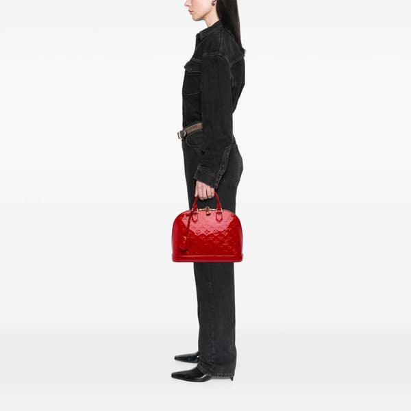 Pre-owned Louis Vuitton Monogram Vernis Alma PM Red
