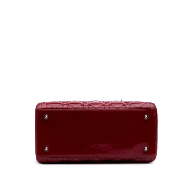 Pre-owned Dior Medium Patent Cannage Lady Dior Red