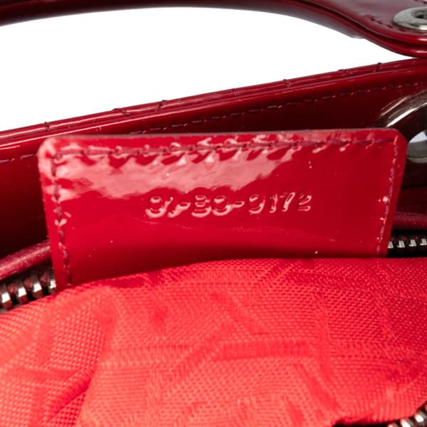 Pre-owned Dior Medium Patent Cannage Lady Dior Red