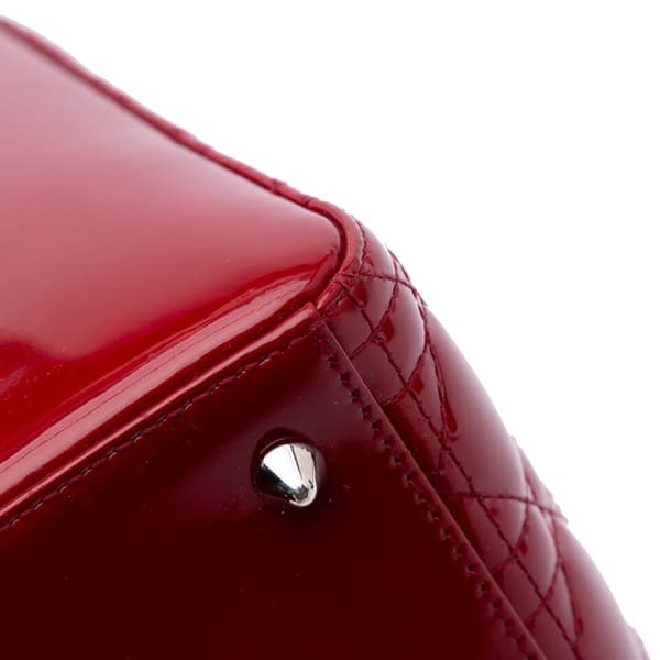 Pre-owned Dior Medium Patent Cannage Lady Dior Red