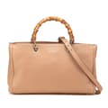 Pikkukuva 1 / 10: Pre-owned Gucci Medium Calfskin Bamboo Shopper Satchel Brown