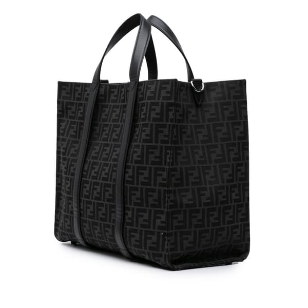 Pre-owned Fendi Large Zucca Jacquard Shopper Tote Black