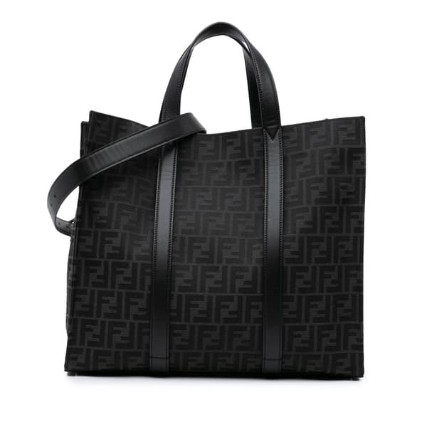 Pre-owned Fendi Large Zucca Jacquard Shopper Tote Black