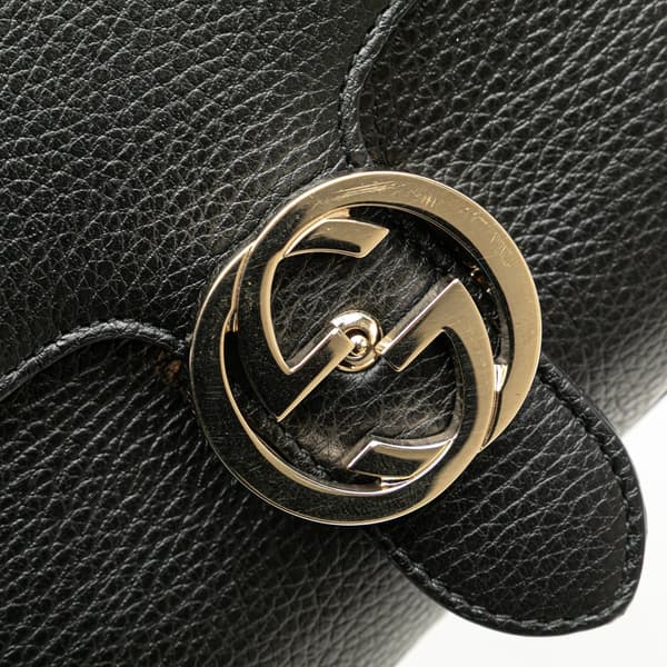 Pre-owned Gucci Small Dollar Calf Interlocking G Satchel Black