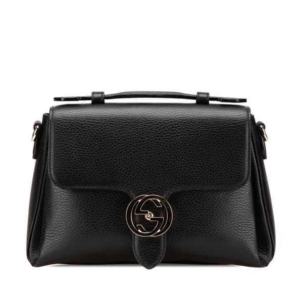 Pre-owned Gucci Small Dollar Calf Interlocking G Satchel Black