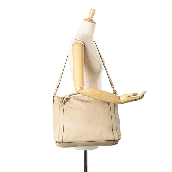 Pre-owned Gucci Medium Leather Miss GG Satchel Brown