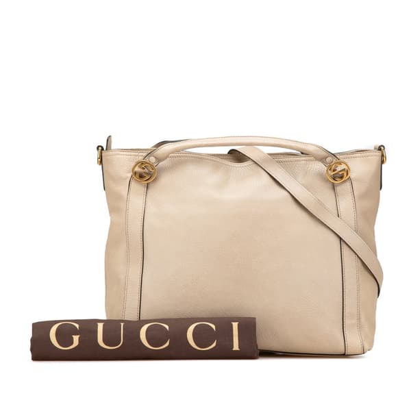 Pre-owned Gucci Medium Leather Miss GG Satchel Brown