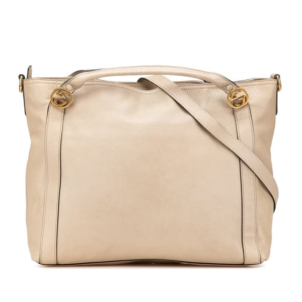 Pre-owned Gucci Medium Leather Miss GG Satchel Brown