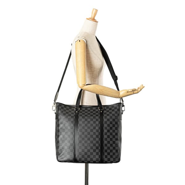 Pre-owned Louis Vuitton Damier Graphite Tadao PM Black