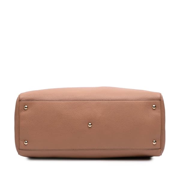 Pre-owned Gucci Large Calfskin Bamboo Shopper Satchel Brown