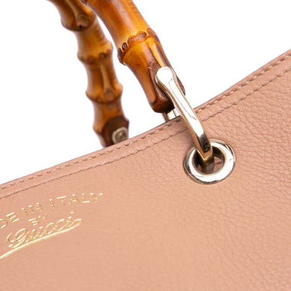 Pre-owned Gucci Large Calfskin Bamboo Shopper Satchel Brown