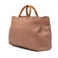 Miniatyrbild 2 av 10: Pre-owned Gucci Large Calfskin Bamboo Shopper Satchel Brown