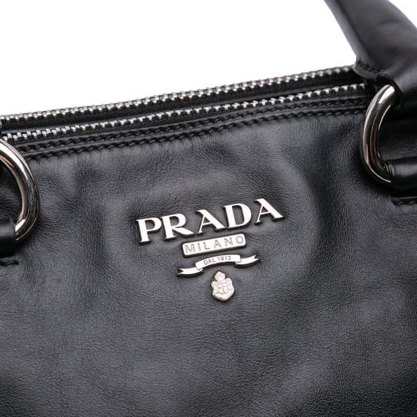 Pre-owned Prada Soft Calfskin Double Zip Satchel Black