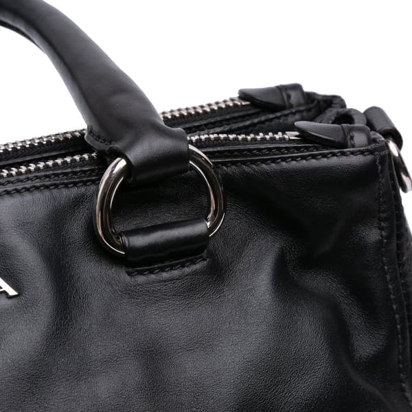 Pre-owned Prada Soft Calfskin Double Zip Satchel Black