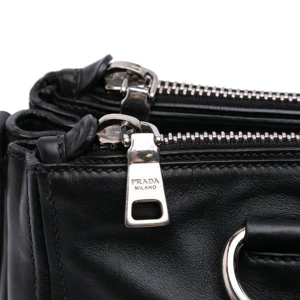 Pre-owned Prada Soft Calfskin Double Zip Satchel Black