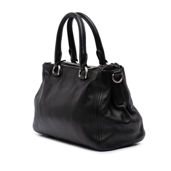 Pre-owned Prada Soft Calfskin Double Zip Satchel Black