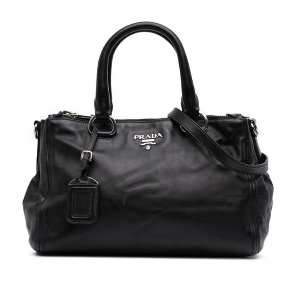 Pre-owned Prada Soft Calfskin Double Zip Satchel Black